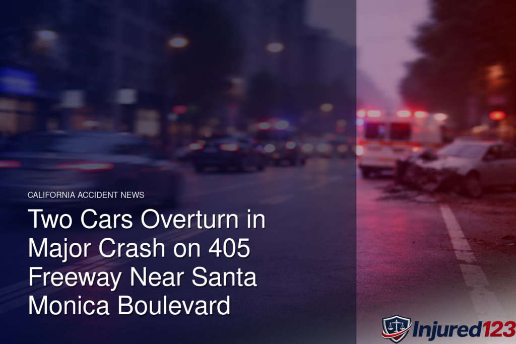 Two Cars Overturn in Major Crash on 405 Freeway Near Santa Monica Boulevard