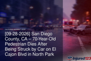 [09-28-2026] San Diego County, CA – 70-Year-Old Pedestrian Dies After Being Struck by Car on El Cajon Blvd in North Park