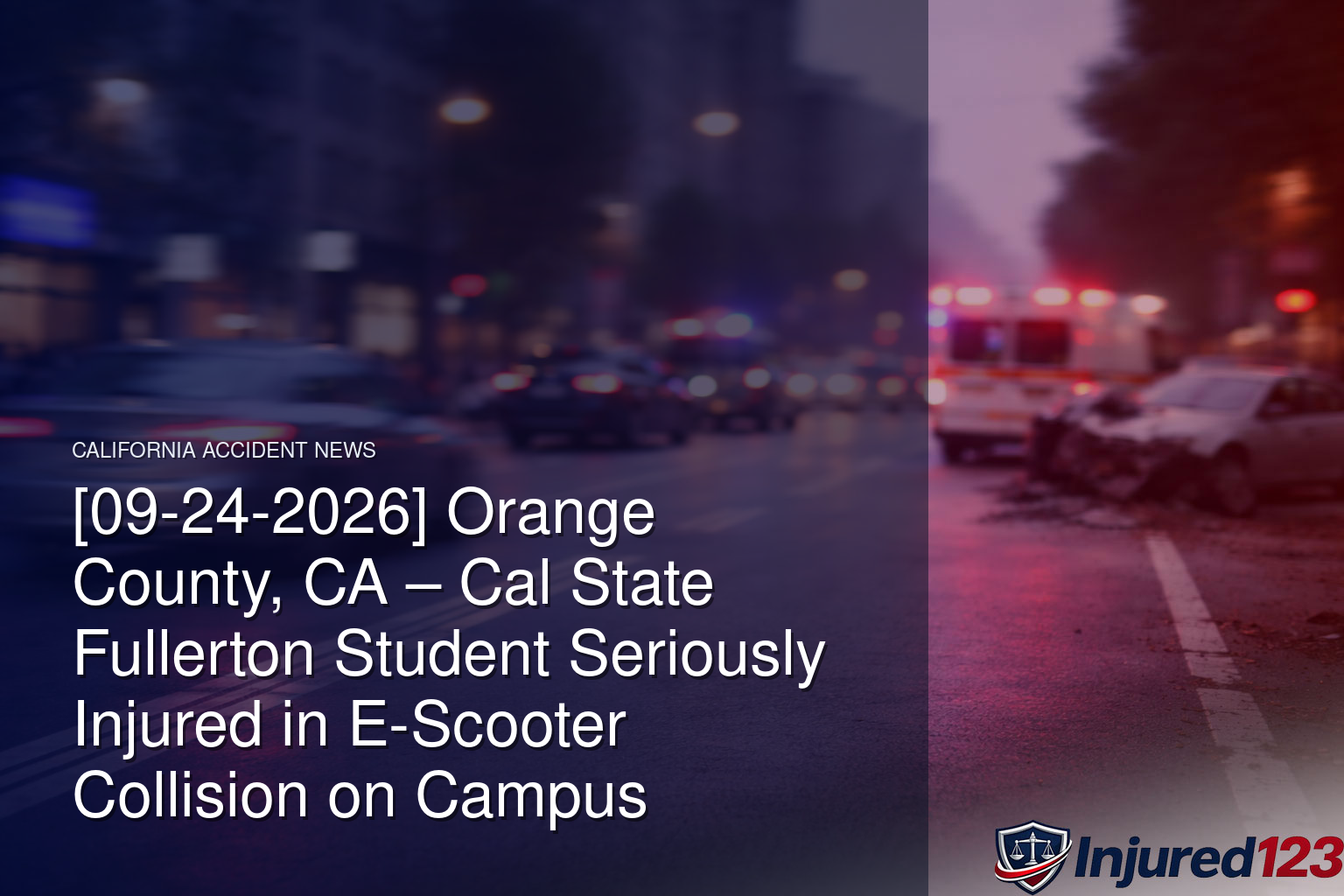 [09-24-2026] Orange County, CA – Cal State Fullerton Student Seriously Injured in E-Scooter Collision on Campus