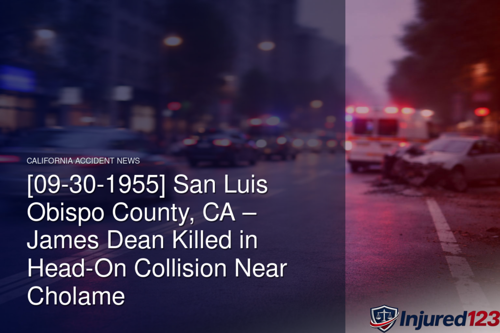 [09-30-1955] San Luis Obispo County, CA – James Dean Killed in Head-On Collision Near Cholame