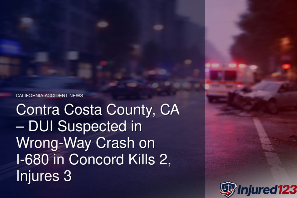 Contra Costa County, CA – DUI Suspected in Wrong-Way Crash on I-680 in Concord Kills 2, Injures 3