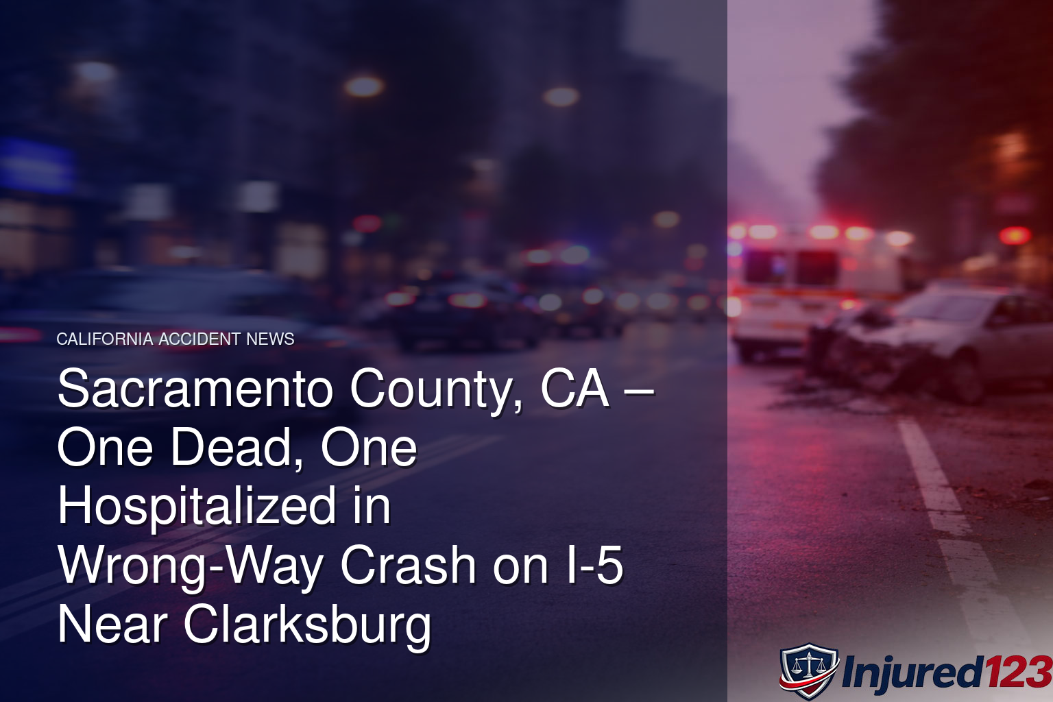 Sacramento County, CA – One Dead, One Hospitalized in Wrong-Way Crash on I-5 Near Clarksburg