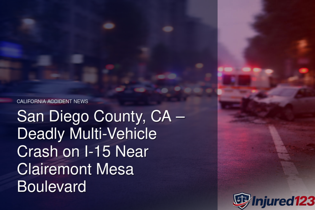San Diego County, CA – Deadly Multi-Vehicle Crash on I-15 Near Clairemont Mesa Boulevard